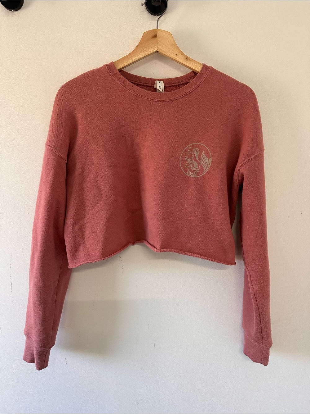Cropped Women's Crewneck Sweatshirt in Dusty Rose Small Bella Canvas